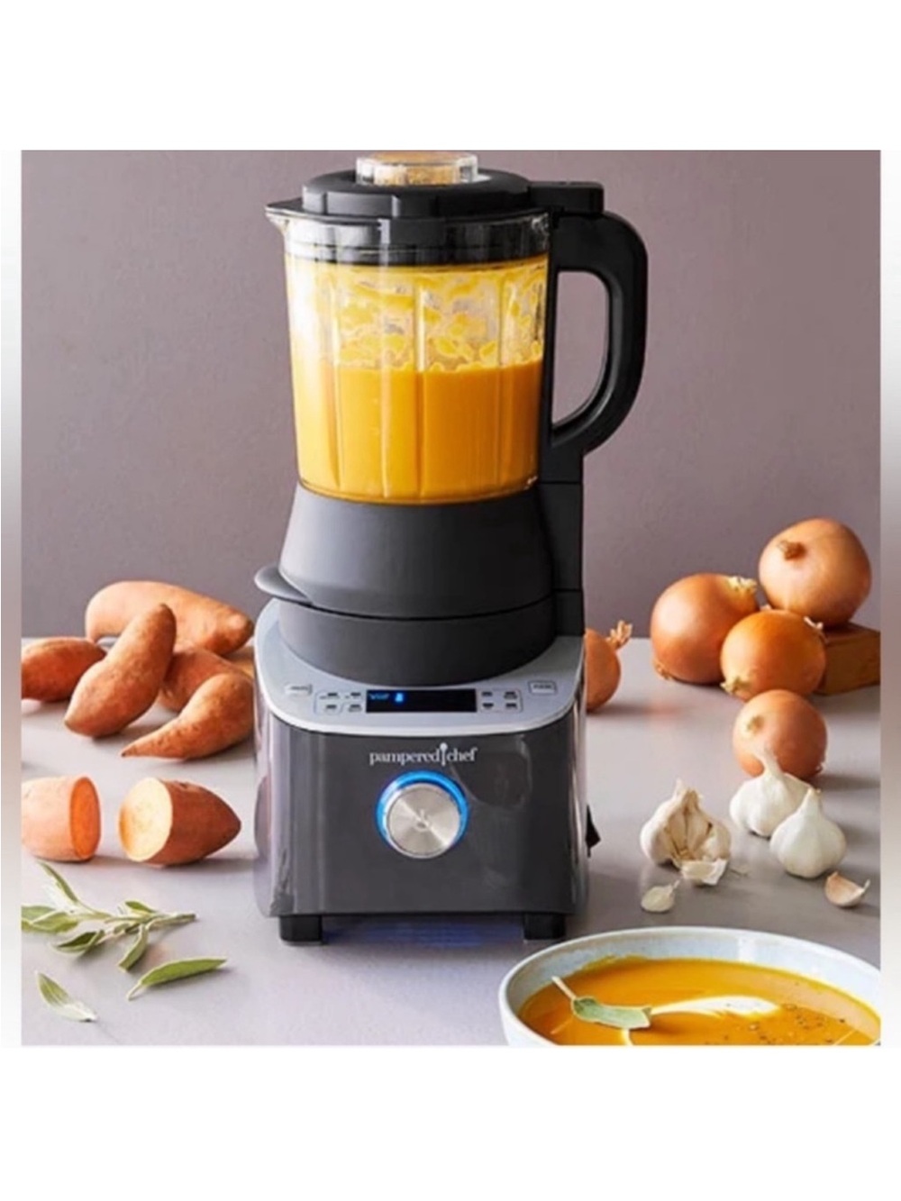 The Pampered Chef Deluxe Cooking Blender with the Smoothie Cup & Adapter Set